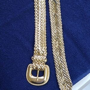 Ladies gold braided belt, size Small, like brand new!